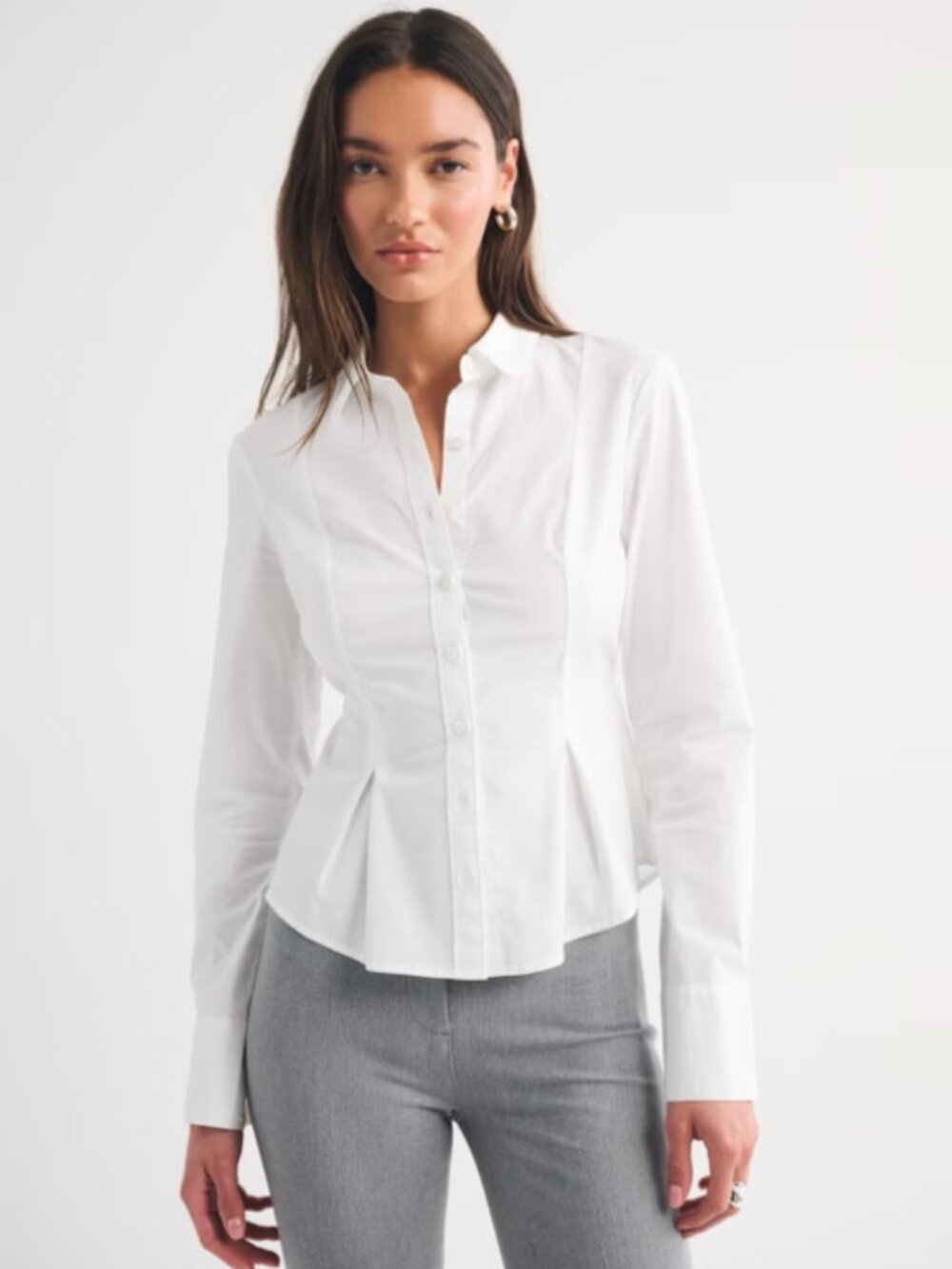 NWT Abercrombie Cinched Poplin Shirt White XXS Sold Out
